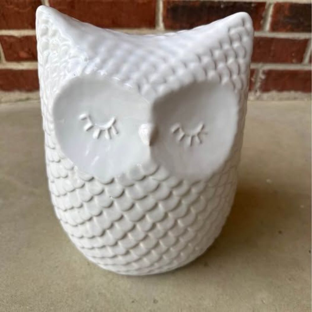 Large White Owl Bank 10"x11" Ceramic with Stopper